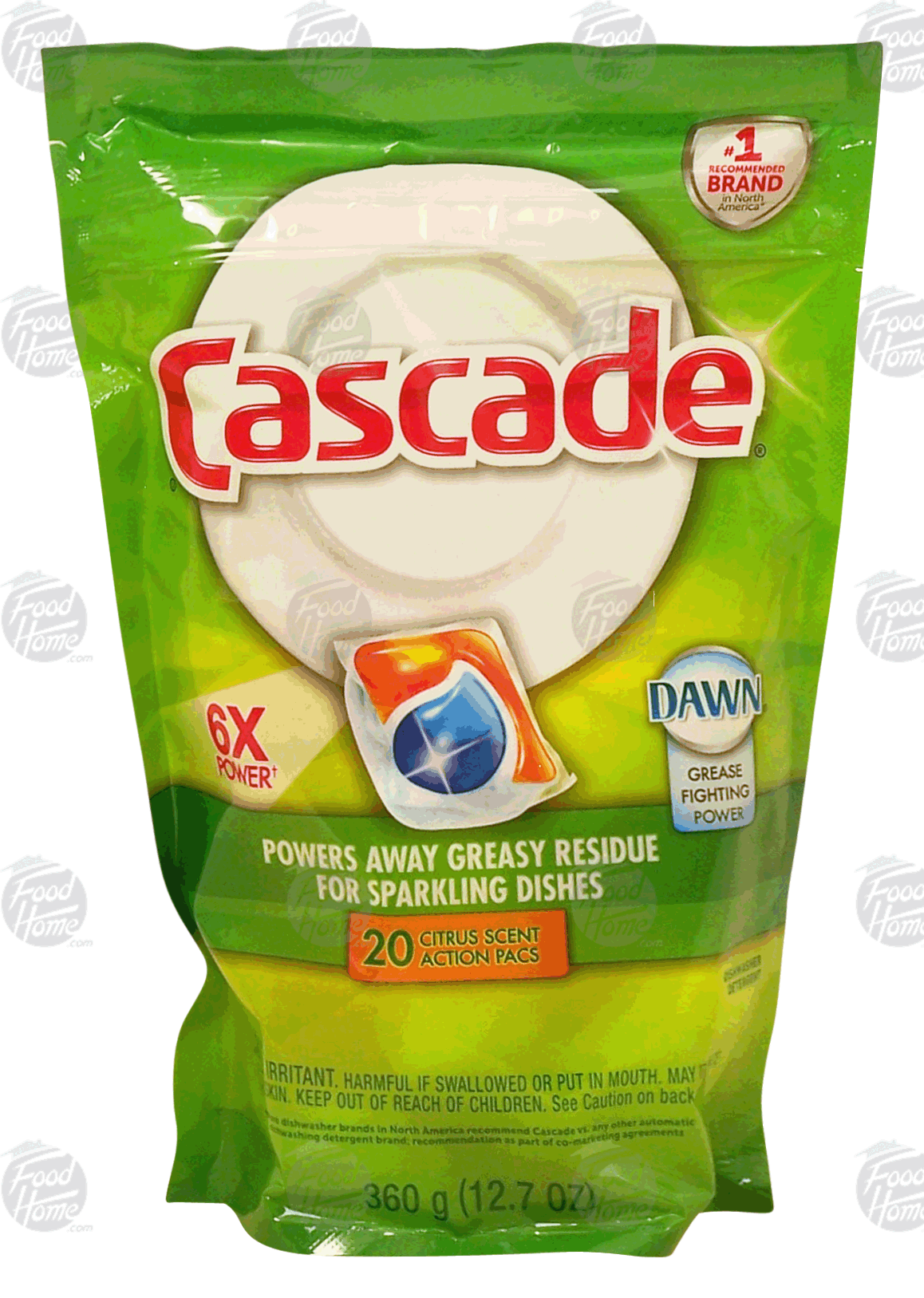 Cascade&nbsp;2 In 1 Action Packs&nbsp;concentrated dishwasher detergent 20 pacs, citrus breeze scent Full-Size Picture